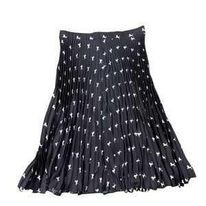 Free Assembly Pleated Midi Skirt Dog Print Navy White Size L